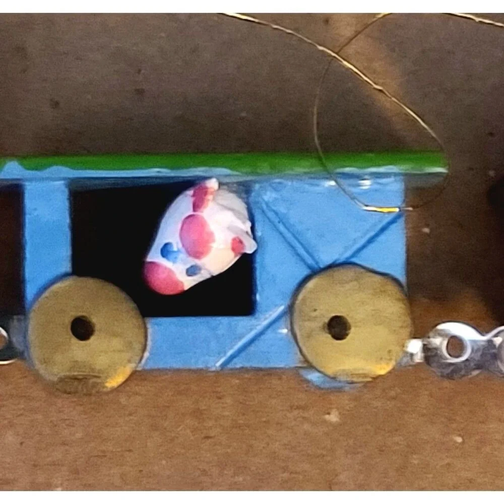 Vintage‎ Hand Painted Wood Choo Choo Train Ornament